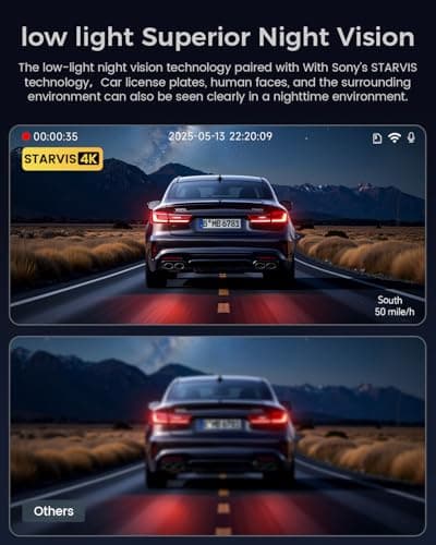 COOLCRAZY 4K Dash Cam Front and Rear with Touch Screen & STARVIS Sensor,5.8Ghz Wi-Fi,GPS,64GB Card,Night Vision Dashcam,G-Sensor,Loop Recording,App Control,24H Parking Monitor Car Camera 2