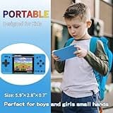 Handheld Game for Kids -Preloaded 220 Retro Video Games, Portable Gaming Player with Rechargeable Battery 3.0" LCD Screen, Mini Arcade Electronic Toy Gifts for Boys Girls (Blue) 4