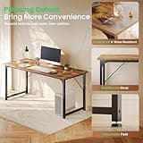 Huuger Computer Desk, 55 Inch Home Office Desk, Gaming Writing Work from Home Study Desk, Large Legroom, Sturdy Metal Frame, Modern Simple, Rustic Brown 3