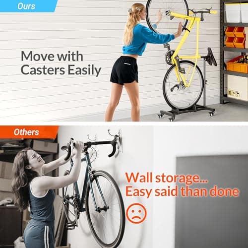 Sttoraboks Vertical Bike Stand, Freestanding Bike Rack Garage Storage Upright Bicycle Floor Stand Indoor Bike Holder with Adjustable Height for Garage & Apartment - for Wheels Sizes up to 29” 5