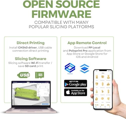 Fully Assembled Mini 3D Printer for Kids and Beginners - Complete Starter Kit with Auto Leveling 3D Printing Machine, 10M PLA Filament, and SD Card - WiFi 3D Home Printer for MAC, Windows, and Linux 3