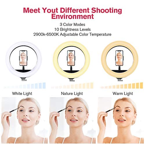 18 inch LED Ring Light with Tripod Stand Dimmable Makeup Selfie Ring Light for Studio Portrait YouTube Vlog Video Shooting with Carrying Bag and Remote Controller, CRI 90 2