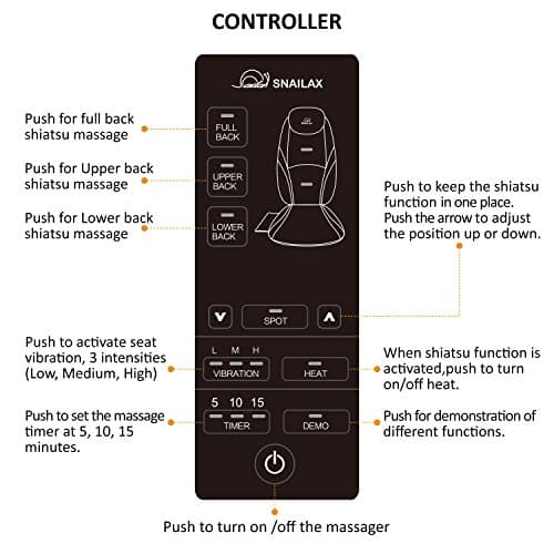 Snailax Shiatsu Back Massager with Heat Massage Chair Pad Kneading Back Massager for Pain Relief Deep Tissue Chair Massage Pad for Office Home, Gifts for Dad,Mom 7