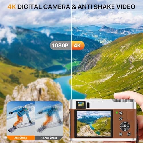 4K Digital Camera for Photography, 48MP Autofocus Vlogging Cameras with 16X Digital Zoom, 2.8" LCD Point and Shoot Camera for YouTube, Anti-Shake Compact Cameras with 32GB Micro SD Card & 2 Batteries 3