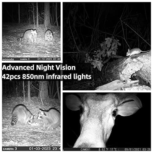 WOSODA 2 Pack Trail Cameras with Night Vision Motion Activated Waterproof,30MP Game Camera,1080P HD Trail Cam with SD Card for Wildlife Monitoring,Outdoor Scouting & Security 3