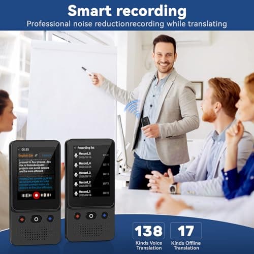Ai Language Translator Device, 2025 Instant Voice Translator Device T21 Wi-Fi Available, Two-Way 138 Languages Ai Translator Offline Recording Photo Translation Device for Business Travel Study 2