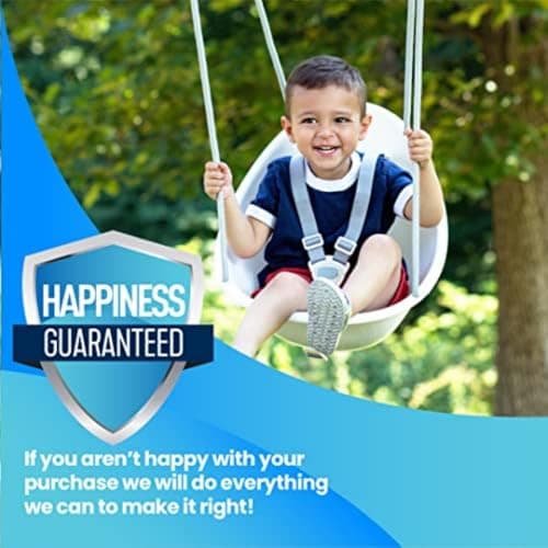 Swurfer Coconut Toddler Swing Comfy Baby Outdoor, 3- Point Adjustable Safety Harness, Secure, Safe Quick Locking System, Blister-Free Rope, Easy Installation, Ages 9 Months and Up, Ivo, White 5