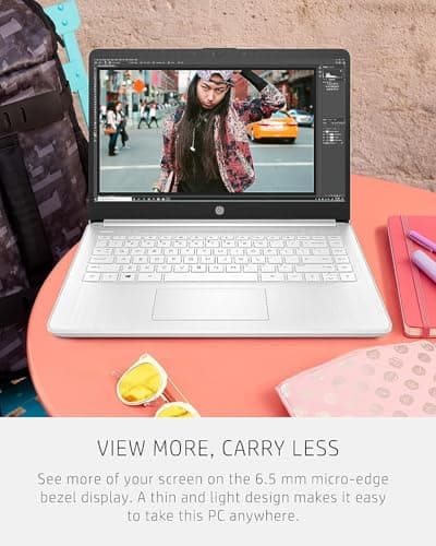 HP 14 Laptop • Back to School Limited Edition with Microsoft 365 • 4-Core Intel CPU • 16GB RAM • 1600GB Storage (64GB OnBoard • withHP P500 512GB External SSD + 1TB OneDrive) • Snow White • Win 11 5
