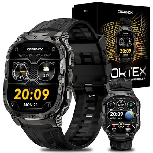 CARBINOX Vortex Smartwatch (Answer/Make Calls), Military-Grade Rugged Fitness Tracker, IP69K Waterproof, Sport Design for Active Lifestyles