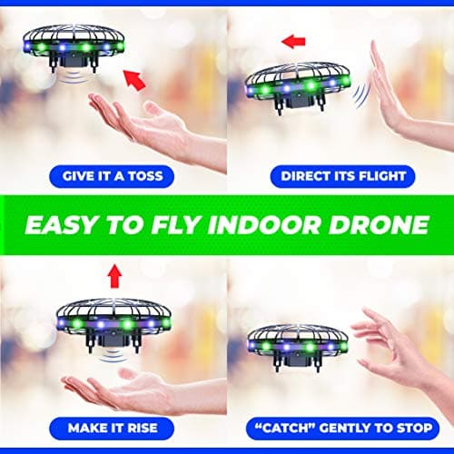 Force1 Scoot LED Hand Operated Drone for Kids or Adults - Hands Free Motion Sensor Mini Drones, Easy Indoor Flying Orb Ball Small UFO Toy for Boys and Girls (Green/Blue) 5