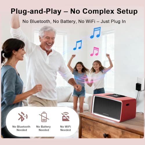 VigorKeeper Simple Music Player for Seniors with Dementia Alzheimer's, Large Button One-Touch Play, Easy-to-Use Audiobook Player Dementia Products for Elderly Parents Grandparents (Red) 3