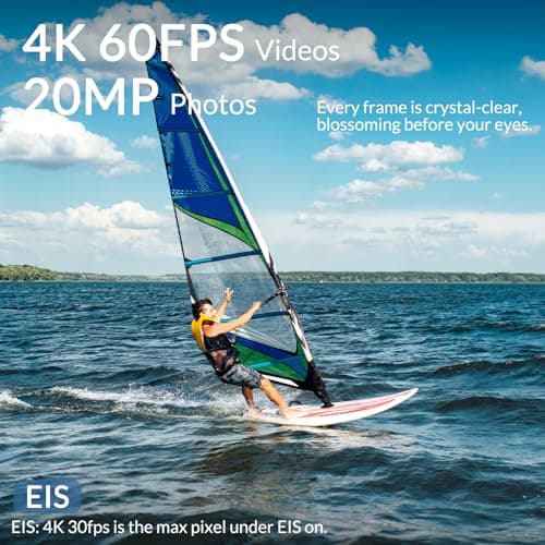 icefox i8 Action Camera with 4K 60FPS 20MP, 5X Zoom, Underwater Waterproof Camera with Optimized EIS, Video & Photo Editing by Snap Pro App, WiFi Remote Control for Diving, Cycling and Vlogging 2