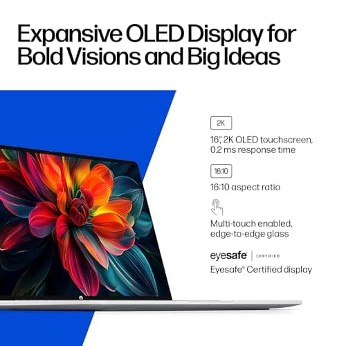 HP OmniBook 5 16 inch Next Gen AI PC, 2K Touchscreen, Snapdragon X Plus X1P-42-100, 16 GB RAM, 512 GB SSD, Qualcomm Adreno GPU, Windows 11 Home, Copilot+ PC, Glacier Silver, 16-fb0000nr 4