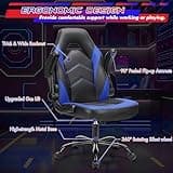 Sweetcrispy Computer Gaming Desk Chair - Ergonomic Office Executive Adjustable Swivel Task PU Leather Racing Chair with Flip-up Armrest for Adults, Kids, Men, Girls, Gamer, Black Blue 5
