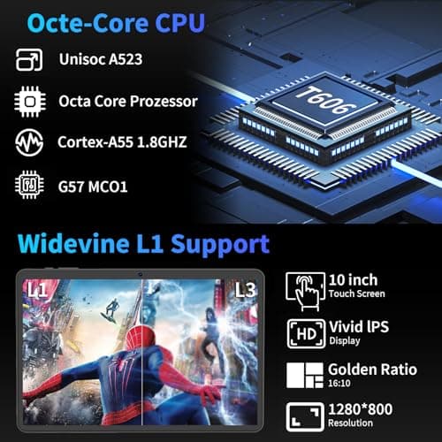 YLEEBG Android 15 Tablet with Keyboard, 26GB+256GB(2TB Expand), 10.1 Inch Tablet 8000 mAh Battery, BT 5.0, 5G WiFi, Widevine L1, Dual Camera, 2 in 1 Tab with Mouse, Case, Stylus(Green Case) 4