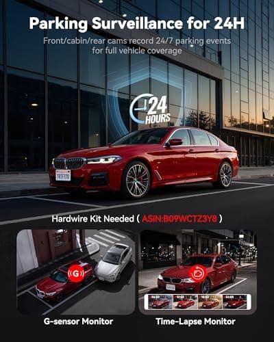 REDTIGER F17 4K 3 Channel Dash Cam, 5GHz WiFi Built-in GPS with 64GB Card, 2160P+1080P+1080P Front and Rear Inside, Triple Car Camera with 3 Inch Screen, IR Night Vision, G Sensor, WDR, Parking Mode 5