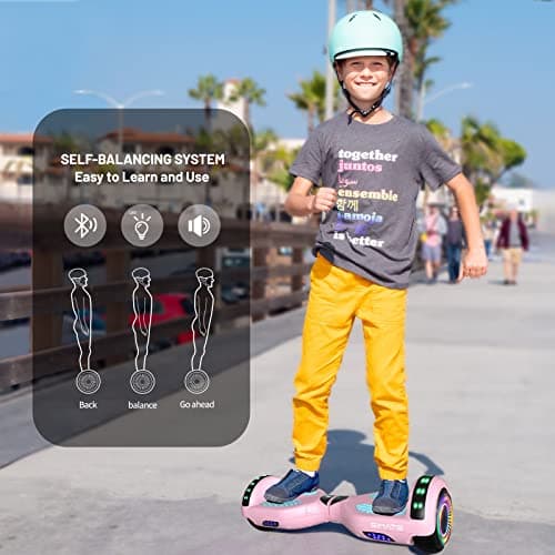 SIMATE Hoverboard, Bluetooth All Terrain Hover Boards with LED Lights and APP Control, Gifts for Kids Adults Girls Boys, for All Ages 5