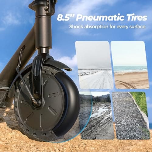 WAWSCOTE Electric Scooters - 500W Peak Motor Scooter, 15-21 Miles Range, 18 MPH Max Speed, 8.5’’ Pneumatic Tire Folding E-Scooter, Double Braking Systems, Electric Scooter Adults 3