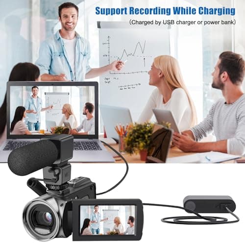 Rawiemy Video Camera Camcorder FHD 1080P 36MP YouTube Vlogging Camera Recorder 3.0 Inch 270 Degree Rotation Screen 18X Digital Zoom Camcorders with Microphone,32GB SD Card and 2 Batteries 4
