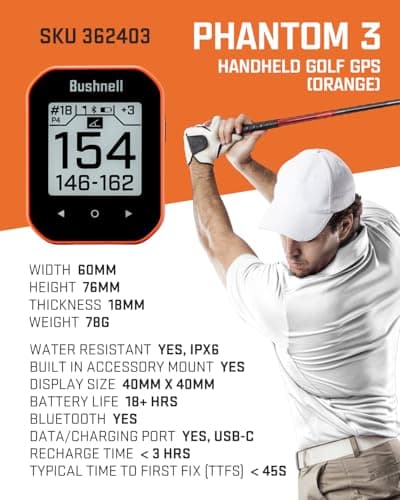 Wearable4U - Bushnell Phantom 3 GPS Rangefinder Orange with BITE Magnetic Mount and GreenView with Lens Cleaning Cloth Bundle 2