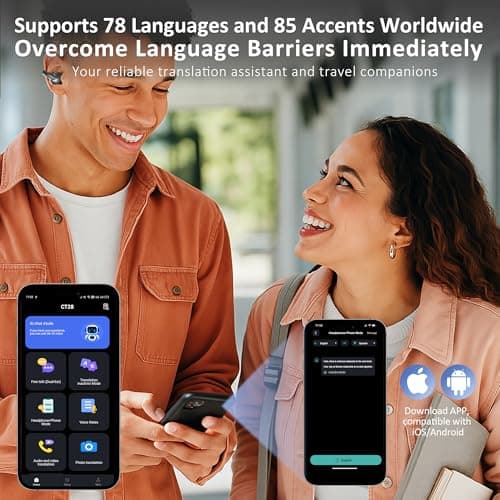 AI Language Translation Earbuds Real Time, IAMJOY Language Translator Earbuds Open Ear Clip-On Design, 163 Language & Accents Two-Way Translator Device with APP for Travel Learning Business, Black 3