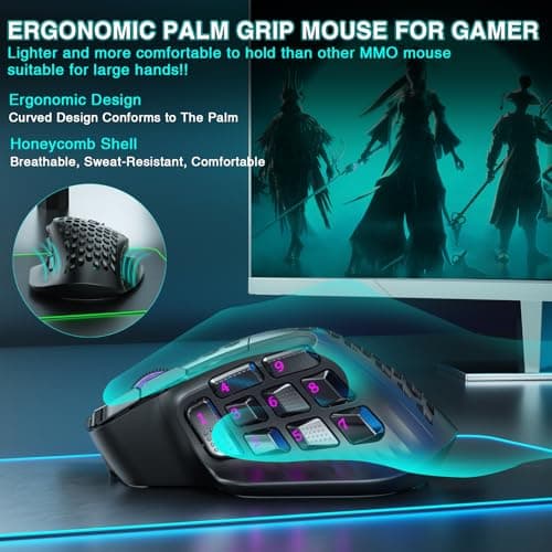 SOLAKAKA SM809 Pro Gaming Mouse with 9 Side Buttons,24000 DPI RGB Mouse for Gamer,16 Programmable Macros MMO Mouse,Black 4