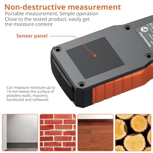 Proster Moisture Meter - Pinless and Non Destructive Wood Moisture Meter for Softwoods Hardwoods Walls Digital Moisture Tester for Drywall Wood Masonry 5