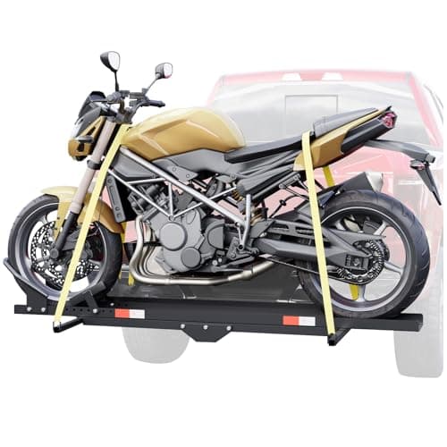 ECOTRIC 600LBS Black Motorcycle Carrier Mount Dirt Bike Rack Hitch Hauler |with Loading Ramp| Superior Heavy Duty (You Will Receive Two Packages for This Item)