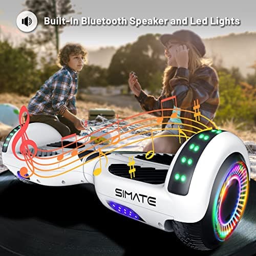 SIMATE Hoverboard, Bluetooth All Terrain Hover Boards with LED Lights and APP Control, Gifts for Kids Adults Girls Boys, for All Ages 2