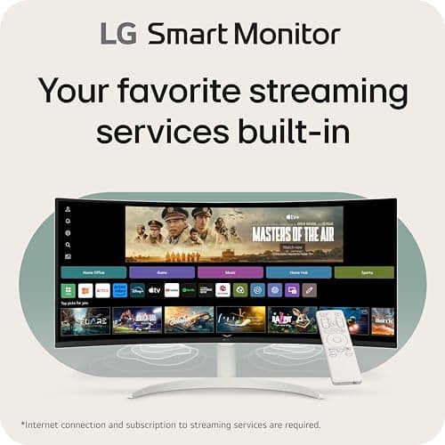 LG 34SR60QC-W 34-inch QHD (3440x1440) Curved Smart Monitor with Streaming, UltraWide Screen, webOS, HDR10, 100Hz, Built-in Speaker, AirPlay2, Screen Share, Bluetooth, ThinQ App, White 2