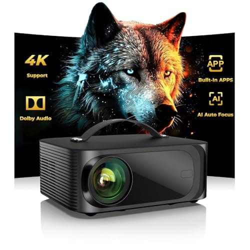 [1500 ANSI/Auto Focus/Built-in APPs] Outdoor-Projector-4K with Wifi6 and Bluetooth, Smart TV OS & DoIby Audio, Portable Projector with YouTube/PrimeVideo, ONOAYO 1080P Proyector with 300 ''Display