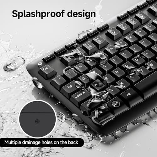 Redragon BK7366 Wired Keyboard,Multimedia USB Quiet Computer Keyboard,Silent Keyboard with Large Number Pad,Spill-Resistant,Anti-Wear Letters,Full Size for Laptop,Desktop 3
