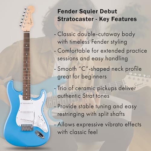 Fender Squier Stratocaster - California Blue Bundle with Amplifier, Gig Bag, Strap, Instrument Cable, Picks, and Austin Bazaar Instructional DVD 5