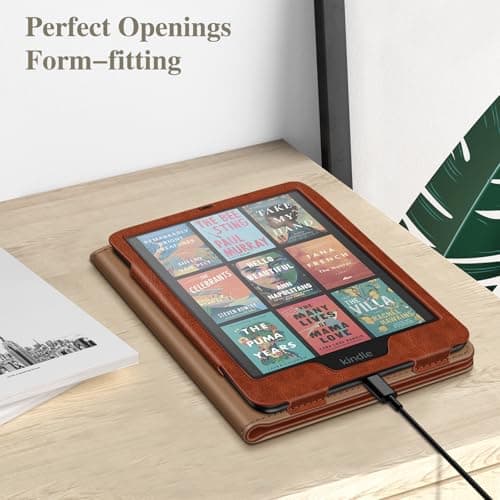 Fintie Case for 7"/6.8" Kindle Paperwhite(12th/11th Generation-2024/2021) and Kindle Colorsoft Signature Edition -Slim Foldable Stand Cover Auto Wake/Sleep for Paperwhite 2024, Vintage Brown 3