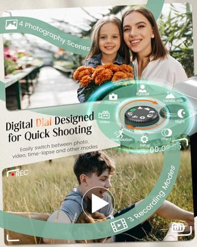 4K Digital Camera for Photography with WiFi,64MP Autofocus Vlogging Camera for YouTube,3'' 180° Flip Screen Compact Travel Camera for Teens with 32GB SD Card,16X Zoom,Anti-Shake,2 Batteries(Black) 4