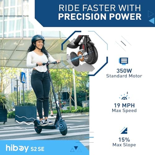 Hiboy 430W Peak Motor Electric Scooter, 10" Tires,17 Miles Range, 19 MPH Speed, Dual Brake System, Electric Scooter Adults Commuting & Urban Travel 2