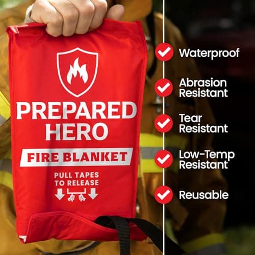 Prepared Hero Emergency Fire Blanket - 2 Pack - Fire Suppression for Kitchen, 40” x 40” Fiberglass Fire Blanket for Home 3