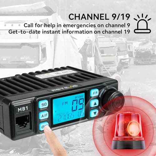 Retevis MB1 40 Channel CB Radio, Noise Cancellation Long Range Mobile Radio, with CB Antenna and Cigarette Lighter, Emergency Channel 9/19, 7-Color Screen, Auto-Scan, External Speaker Jack for Trucker 4