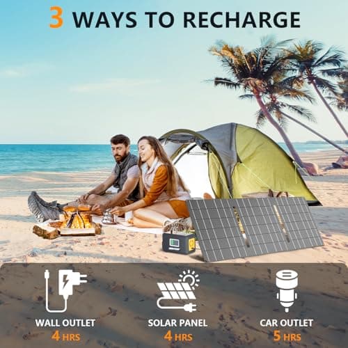 HOWEASY Portable Power Station,120W(240W Peak) Solar Generator,88Wh Lithium Battery Power with 110V AC Outlet/DC/USB/LED Light for Outdoor Camping Trip Hunting Emergency(Solar Panel Optional) 4