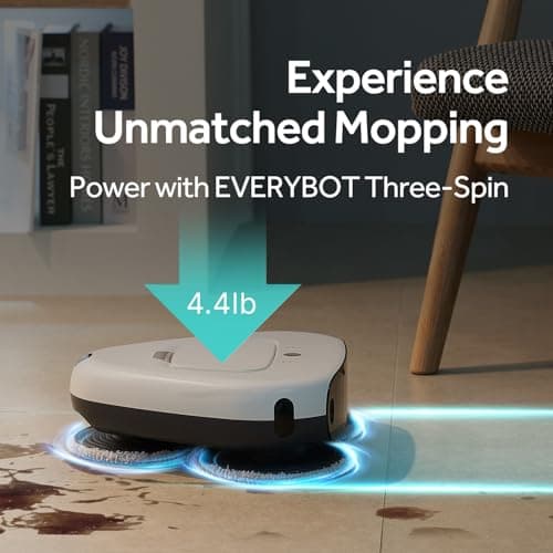 EVERYBOT Three-Spin Robot Mop - Ultra Quiet Smart Mopping Robot Cleaner Only | Powerful Stylish 3 Spin Wet Mop for Hard Floor & Tile Cleaning with Remote Control | Large Water Tank 2