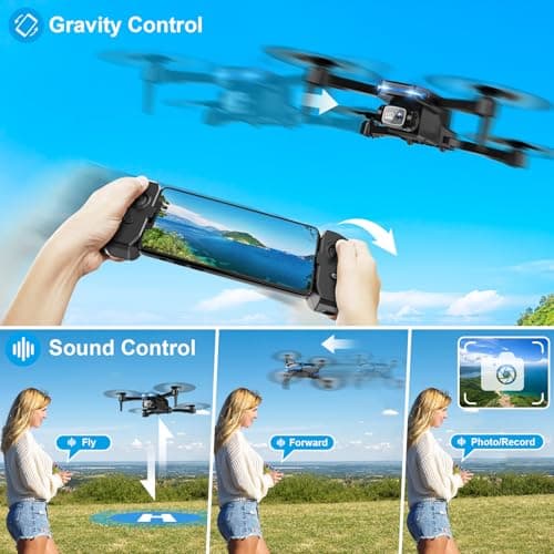 Drone with 1080P Camera - Foldable Remote Control Quadcopter with Voice Gesture Control, 3D Flip, One Key Start, Emergency Stop, 2 Batteries, Easier to use, Toy for Kids Adult Beginners 5