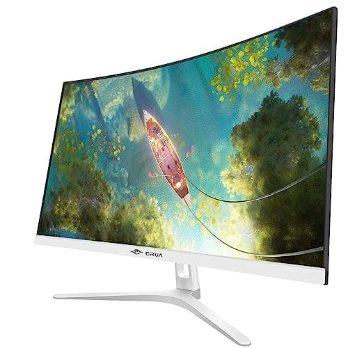 CRUA 27" Curved White Monitor, Full HD(1920x1080P) VA Panel 1800R 100HZ 120% sRGB Professional Computer Monitors, 3Sides Frameless, Flicker-Less,Blue Light Filter, for Office & Gaming (VGA, HDMI) 2