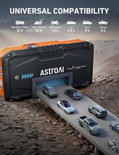 AstroAI S8 Car Battery Jump Starter, Car Jumper Starter Battery Pack for Up to 6.0L Gas & 3.0L Diesel Engines, 12V Portable Jump Box with 3 Modes Flashlight and Jumper Cable (Orange) 4