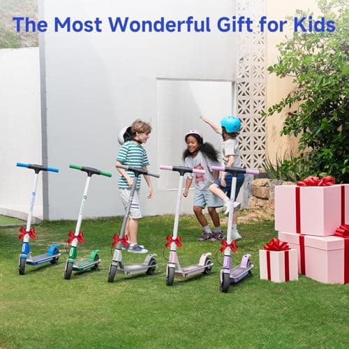 isinwheel S4 Electric Scooter for Kids Ages 6-14, 200W Foldable Kids Electric Scooter with 3 Speeds (5/8/12 Mph), LED Display, Colorful Lights, Gift for Kid 5