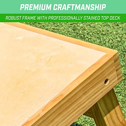 GoSports 4 ft x 2 ft Commercial Grade Cornhole Boards Set - Includes 8 Regulation Tournament Style Bean Bags - Natural 4