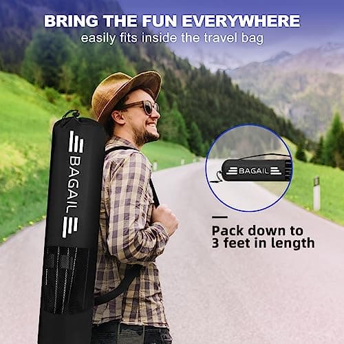 BAGAIL Badminton Net, Foldable Sports Net 10 FT/ 14 FT/ 17 FT Wide, Height Adjustable Net Set with Carry Bag for Tennis, Pickleball or Pool Volleyball - 10ft, Blue 5