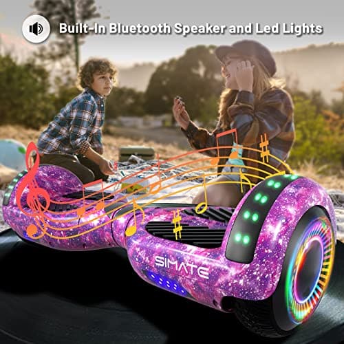 SIMATE Hoverboard, Bluetooth All Terrain Hover Boards with LED Lights and APP Control, Gifts for Kids Adults Girls Boys, for All Ages 2