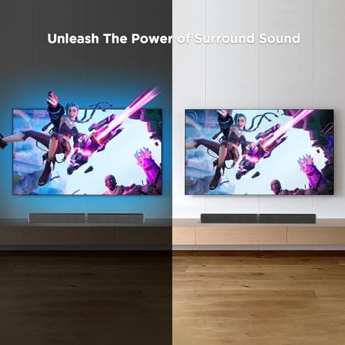 MZEIBO Sound Bar for Smart TV，80W Detachable Bluetooth Soundbar with Powerful Bass, 2-in-1 Home Theater Audio System, ARC/Optical/AUX Connectivity for TV/PC/Laptop/Game Console 4