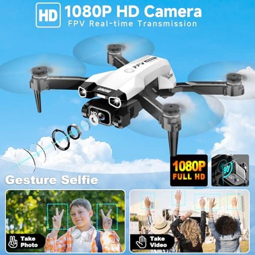 1080P Mini Drone with Camera, Drone for Beginners with Light, WiFi Transmission, One Key Start, Gestures Selfie, Waypoint Fly, 3D Flip, Headless Mode and App Control 2