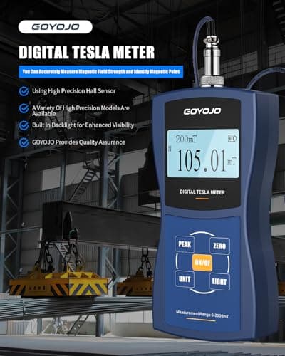 Gauss/Tesla Meter with High Precision Probe & Auto Range Recording 0-20000Gs N/S Polarity Identification, Magnetic Field Tester for Residual Magnetism & Nondestructive Testing 2